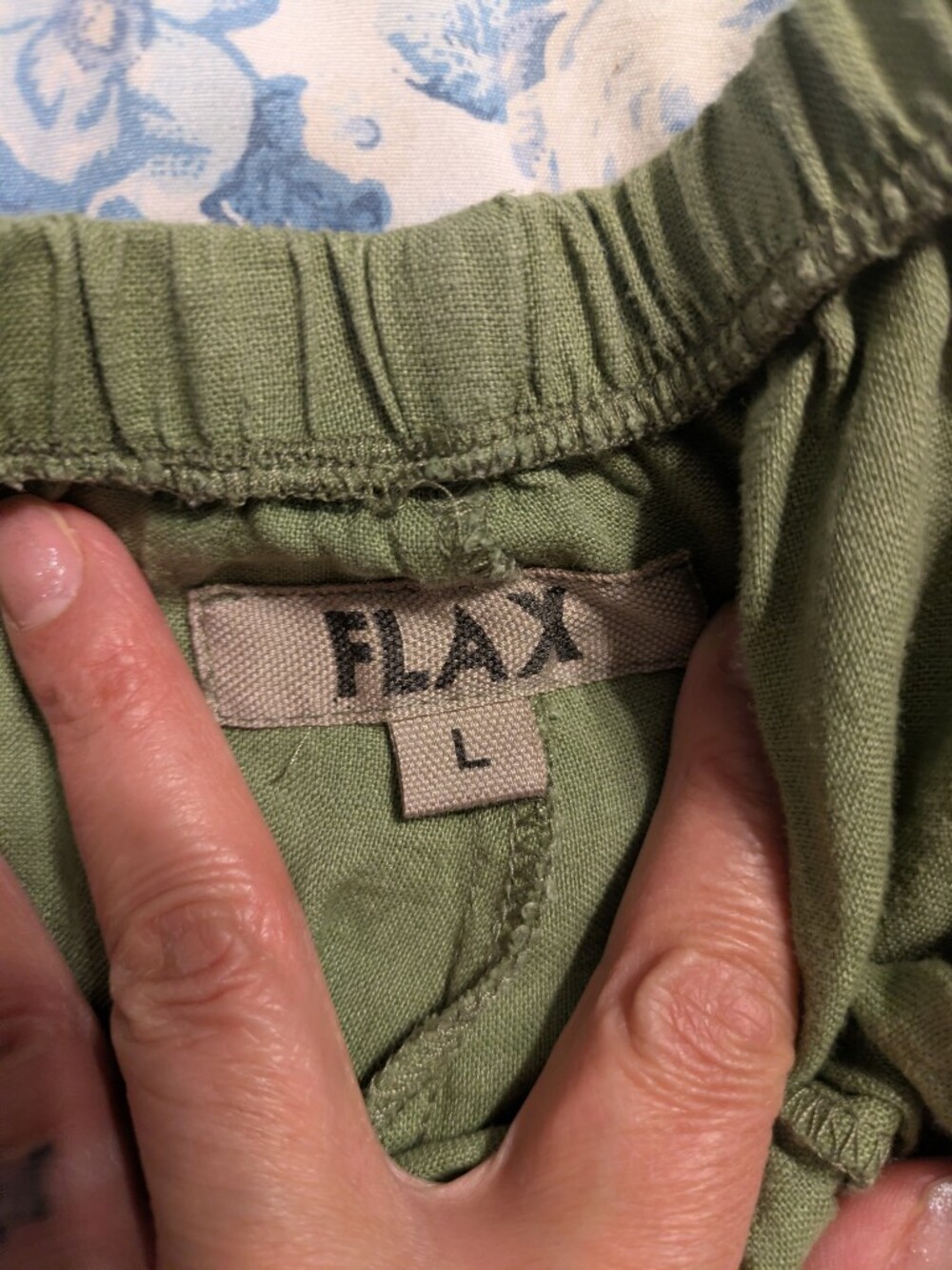 Flax Olive/Sage Green Women's Flat Front Linen Shorts - Picture 4 of 7